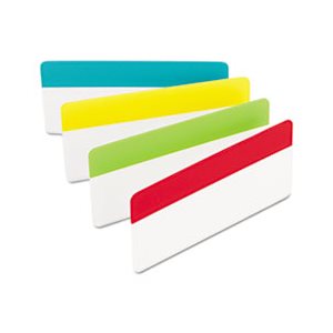 File Tabs, POST-IT, 3" x 1.5",  Solid, ASSORTED BRIGHT COLORS, 24 / Pack