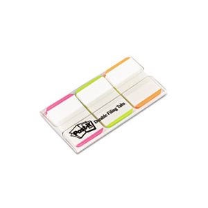 File Tabs, POST-IT, 1" x 1.5", Lined, Assorted Fluorescent Colors, 66 / Pack