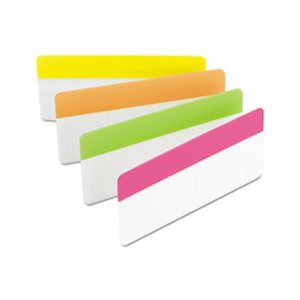 File Tabs, POST-IT, 3" x 1.5", Assorted FLUORESCENT Brights, 24 / Pack