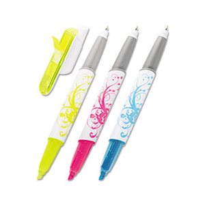 POST-IT, FLAG PEN, Highlighter, ASSORTED COLORS, White Graphic Barrel, 3 / Pack