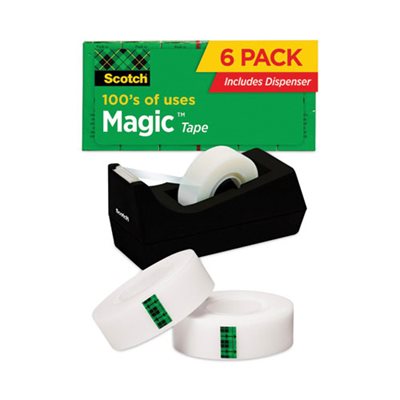 TAPE, INVISIBLE, Magic Tape, Value Pack, w / C38 Dispenser, .75" x 1000", 1" Core, Clear, 6 / Pack