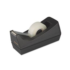 TAPE DISPENSER, Desktop, 1" Core, Weighted Non-Skid Base, Black