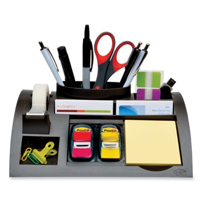 ORGANIZER, Notes Dispenser, W /  Weighted Base, Plastic, 10.25" x 6.75" x 2.75", Black