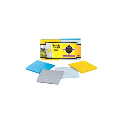 POST-IT NOTES, Full Adhesive, 3" x 3", Ruled, New York Colors, 25-Sheet, 12 / Pack