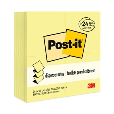 POST-IT NOTES, POP-UP REFILL, 3" x 3", CANARY YELLOW, 100-Sheet, 24 / Pack