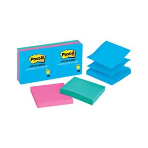 POST-IT NOTES, Pop-up Refill, 3" x 3", Assorted Jaipur Colors, 100-Sheet, 6 / Pack