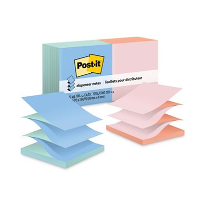 POST-IT NOTES, Pop-up Refill, Alternating Marseille Colors, 3" x 3", 100-Sheet, 12 / Pack