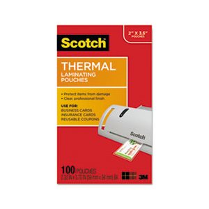 LAMINATING POUCHES, THERMAL, Business Card Size, 5 mil, 3.75" x 2.375", 100 / Pack