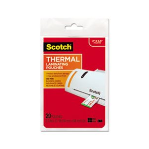 LAMINATING POUCHES, THERMAL, Business Card Size, 5 mil, 3.75" x 2.375", 20 / Pack