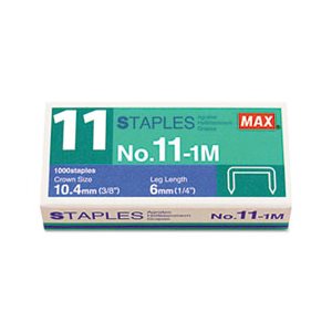 STAPLES, MINI, No. 11, for HD-11FLK, .25" Leg, .375" Crown, Flat Clinch, 1,000 / Box