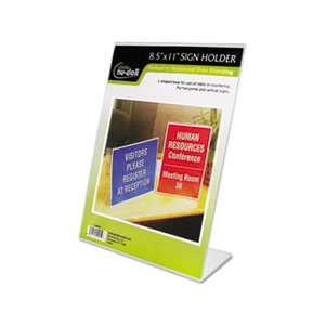 HOLDER, SIGN, Clear, Plastic, Stand-Up, Slanted, 8.5" x 11"