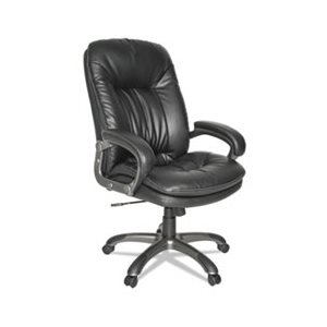 CHAIR, Executive, HIGH BACK, Swivel / Tilt, Leather, Fixed Arched Arms, Black