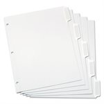 DIVIDERS, LABEL, CUSTOMIZABLE,  Self-Stick, 5-Tab, Letter, White, 25 Sets
