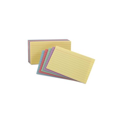 INDEX CARDS, Ruled, 5" x 8", Blue / Violet / Canary / Green / Cherry, 100 / Pack