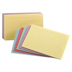 INDEX CARDS, Ruled, 3" x 5", Blue / Violet / Canary / Green / Cherry, 100 / Pack