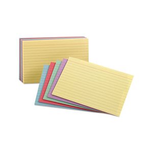 INDEX CARDS, Ruled, 3" x 5", Blue / Violet / Canary / Green / Cherry, 100 / Pack