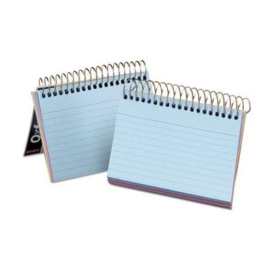 INDEX CARDS, SPIRAL,  3" X 5", ASSORTED COLORS, 50 CARDS