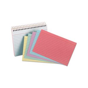 INDEX CARDS, Spiral, 4" x 6", ASSORTED COLORS, 50 Cards