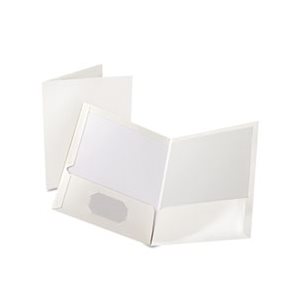 FOLDER, High Gloss, Laminated, Paperboard, 100-Sheet Capacity, White, 25 / Box
