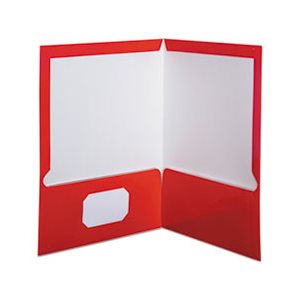 FOLDER, High Gloss, Laminated, Paperboard, 100-Sheet Capacity, Red, 25 / Box