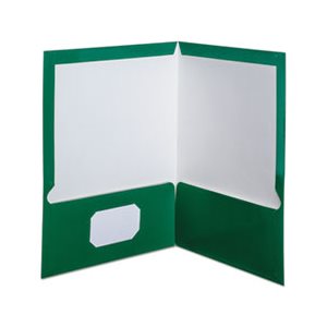 FOLDER, High Gloss, Laminated, Paperboard, 100-Sheet Capacity, Green, 25 / Box