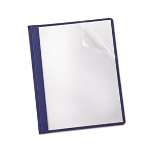 REPORT COVER, CLEAR FRONT, Linen Finish, 3 Fasteners, Letter, CLEAR / Navy, 25 / Box