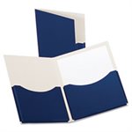 FOLDER, PAPER, Double Stuff, Gusseted, 2-Pocket, Laminated, 200-Sheet Capacity, Navy, 20 / BOX