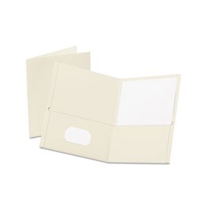 FOLDER, Twin-Pocket, Embossed Leather Grain Paper, White, 25 / Box