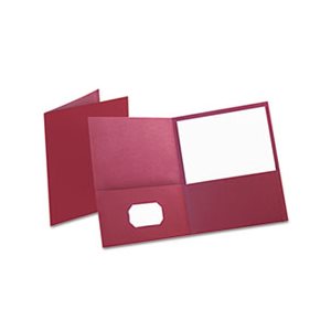 FOLDER, Twin-Pocket, Embossed Leather Grain Paper, Burgundy, 25 / Box