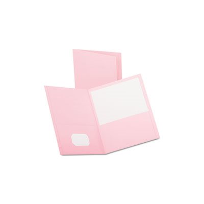 FOLDER, TWO POCKET, Embossed, Leather Grain Paper, Pink, 25 / Box