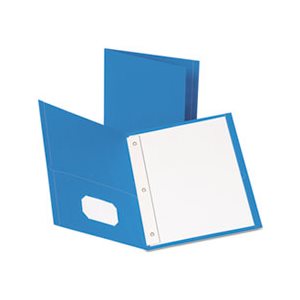 FOLDER, Twin-Pocket, 3 Fasteners, Letter, .5" Capacity, Light Blue, 25 / Box