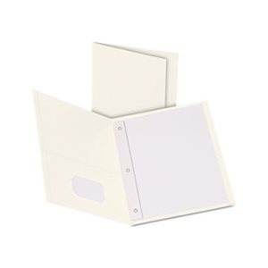 FOLDER, Twin-Pocket, 3 Fasteners, Letter, .5" Capacity, White, 25 / Box