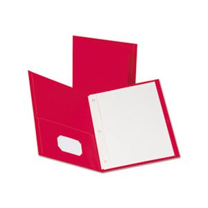 FOLDER, Twin-Pocket, 3 Fasteners, Letter, .5" Capacity, Red, 25 / Box