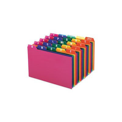 INDEX Card Guides, A-Z, 1 / 5 Tab, Polypropylene, 4" x 6", ASSORTED COLORS, 25 / Set