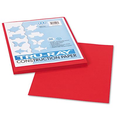 CONSTRUCTION PAPER, Tru-Ray, 76lbs, 9" x 12", Holiday Red, 50 Sheets / Pack