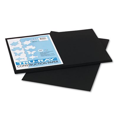 CONSTRUCTION PAPER, Tru-Ray, 76lbs, 12" x 18", Black, 50 Sheets / Pack