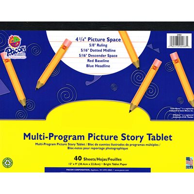 PAPER, PICTURE STORY, 12" X 9", .5 RULELONG, 40 SHEETS / PACK