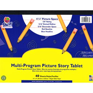 PAPER, PICTURE STORY, 12" X 9", .5 RULELONG, 40 SHEETS / PACK