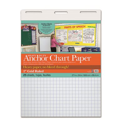 CHART PAPER, HEAVY DUTY ANCHOR, 27" X 34", 1" GRID RULED