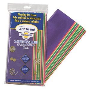 ART TISSUE, SPECTRA, DELUXE BLEEDING, 20" X 30", 10 ASSORTED BRIGHT COLORS, 20 SHEETS