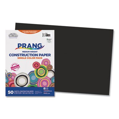 Construction Paper, 58lbs, 12" x 18", Black, 50 Sheets / Pack