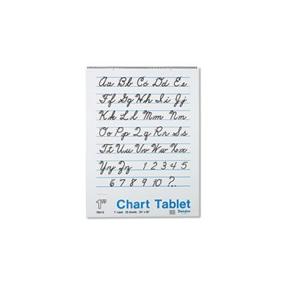 Chart Tablets, RULED, w /  Cursive Cover, 24" x 32", White, 25 Sheets