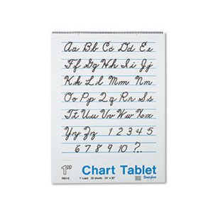 Chart Tablets, RULED, w /  Cursive Cover, 24" x 32", White, 25 Sheets