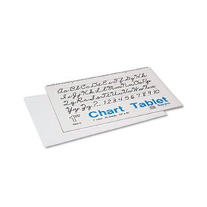 Chart Tablets, RULED,  w /  Cursive Cover, 24" x 16", White, 25 Sheets