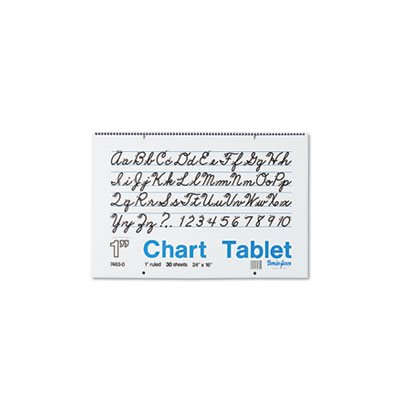 Chart Tablets, RULED, w /  Cursive Cover, 24" x 16", White, 30 Sheets