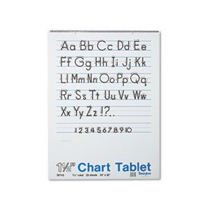 Chart Tablets, RULED, w /  Manuscript Cover, 24" x 32", White, 25 Sheets