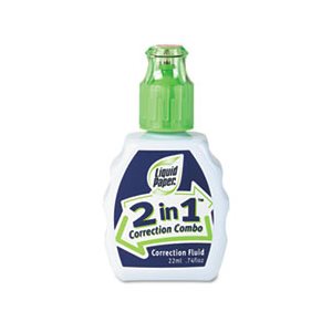 CORRECTION FLUID, 2-In-1 Correction Combo, 22 ml Bottle, White