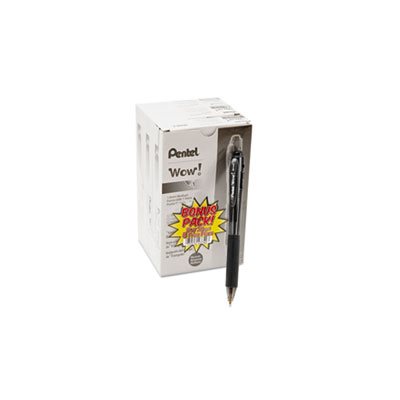 PEN, BALLPOINT, RETRACTABLE, WOW!,  1mm, Black INK / BARREL, 36 / Pack