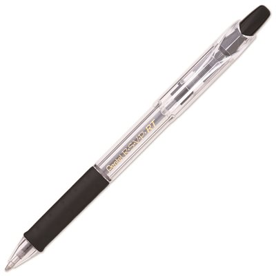 PEN, BALLPOINT, RETRACTABLE, RECYCLED, R.S.V.P. RT, 1mm, Clear Barrel, Black Ink, Dozen