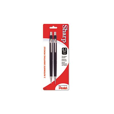 PENCIL, MECHANICAL, PENTEL, Sharp, Drafting, 0.5 mm, Black Barrel, 2 / Pack